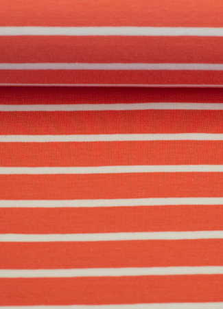 Jersey - Isa  - Streifen - orange - weiss